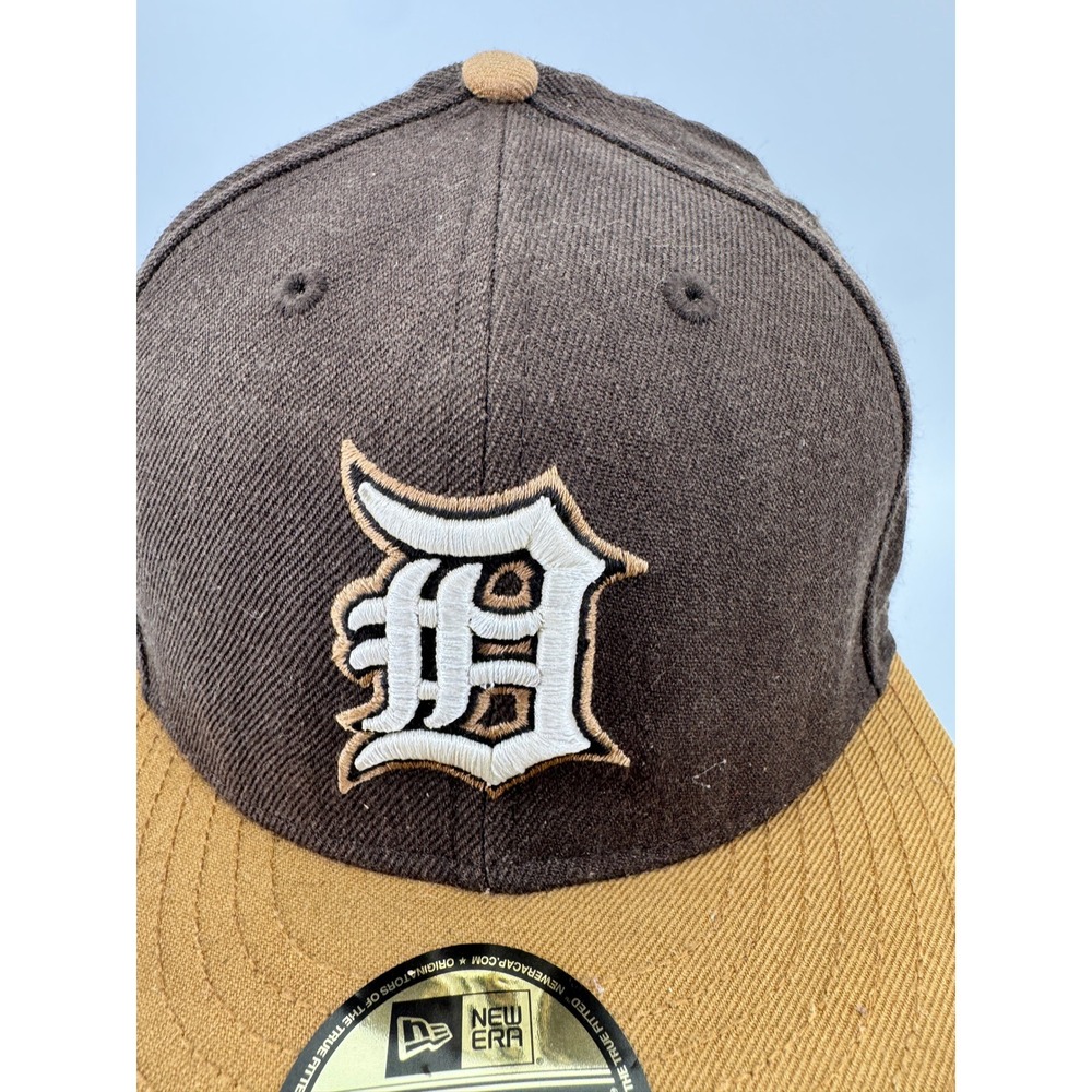 New Era Detroit Tigers Fitted Hat Mens 7 5/8 Brown Gold 59FIFTY MLB Baseball Cap - Picture 5 of 15